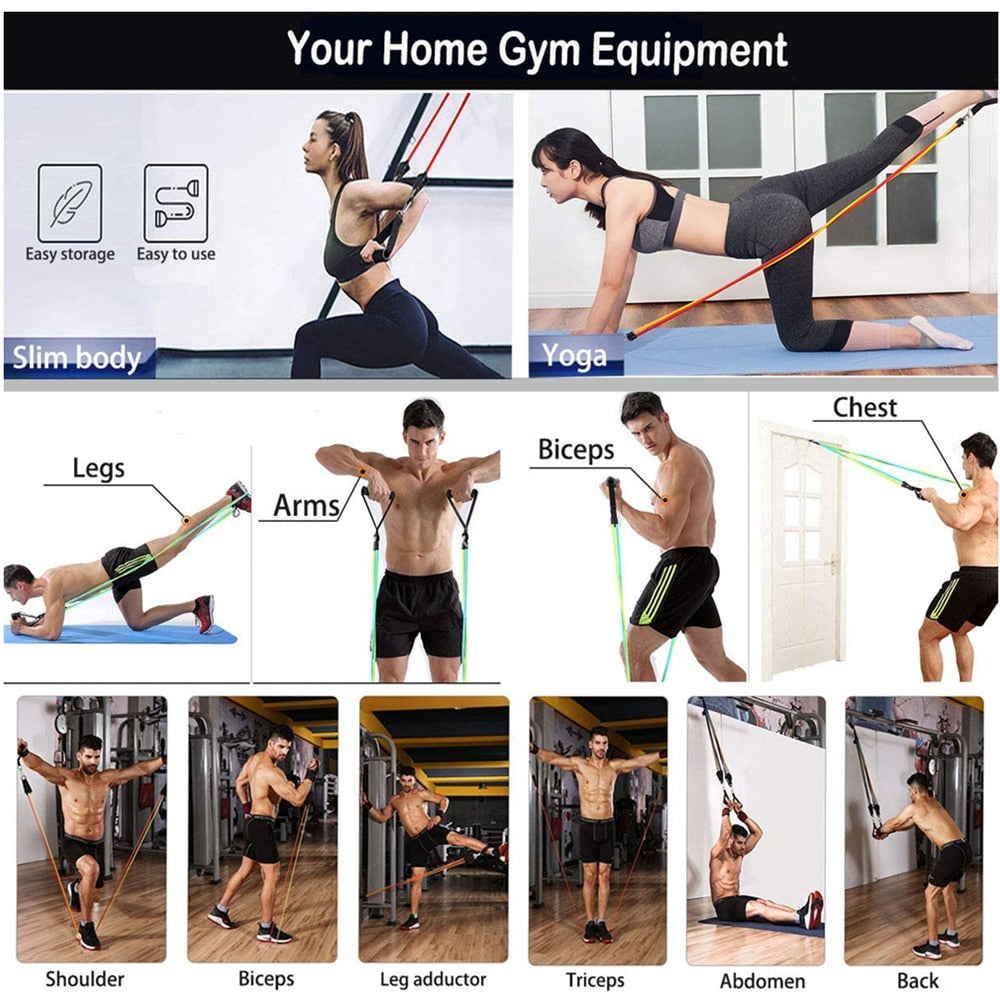 Fitness Exercises Resistance Bands Set